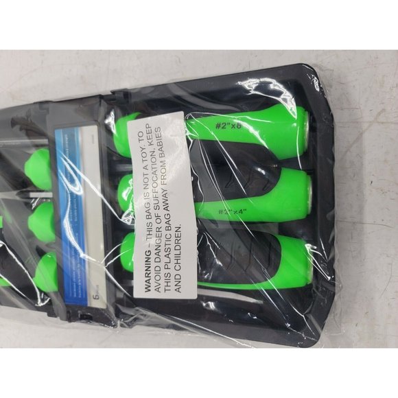 Screwdriver Set Neon Green Straight Phillips Slot Hammer Tip Brand New - Picture 7 of 10